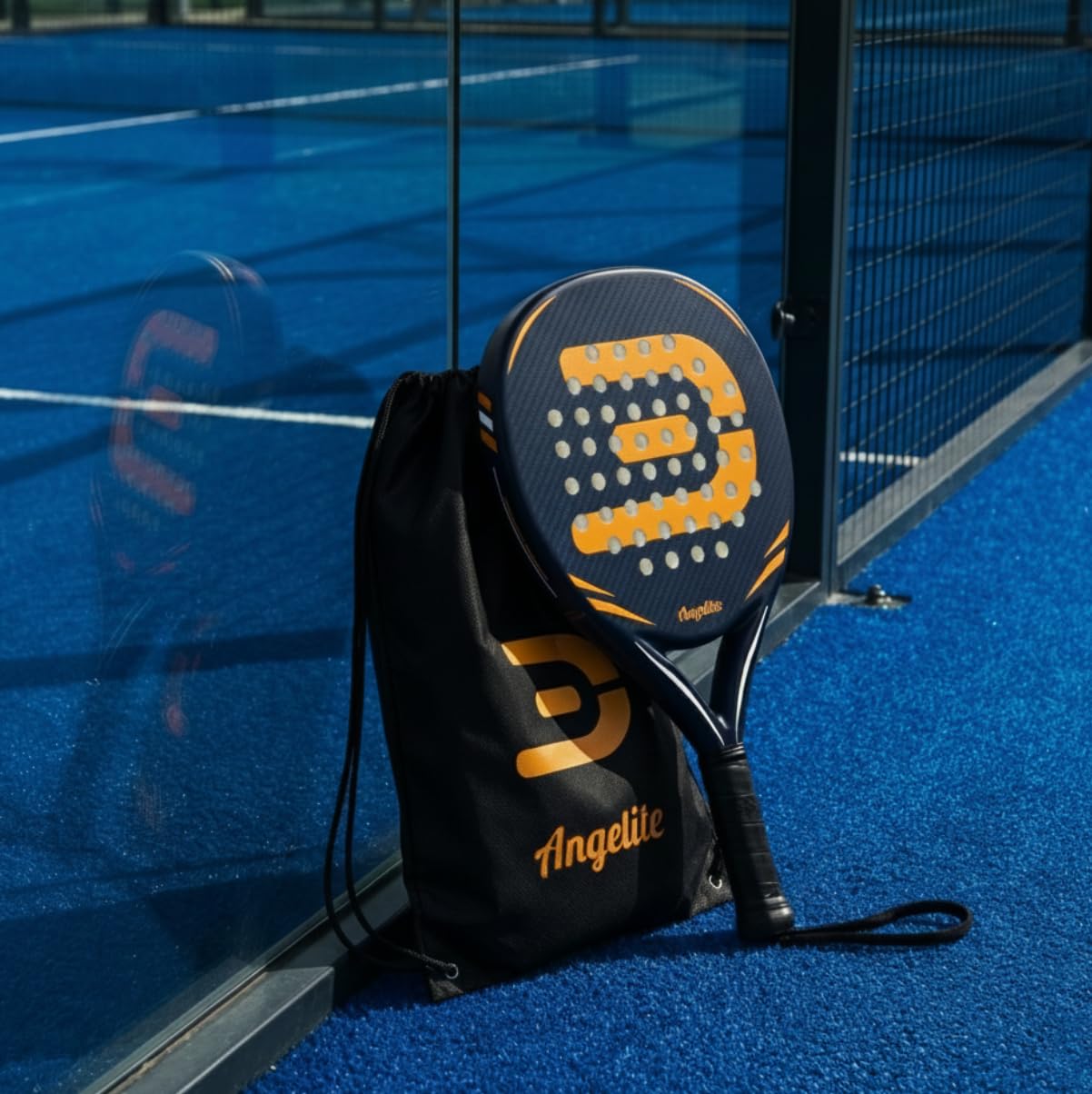 Padel Schläger von Angelite mit 2 Jahren Garantie | 360 g Leichter und robuster Carbonfaser-Rahmen, Glasfaser-Oberfläche und FlexCore Eva-Schaum für maximale Kontrolle