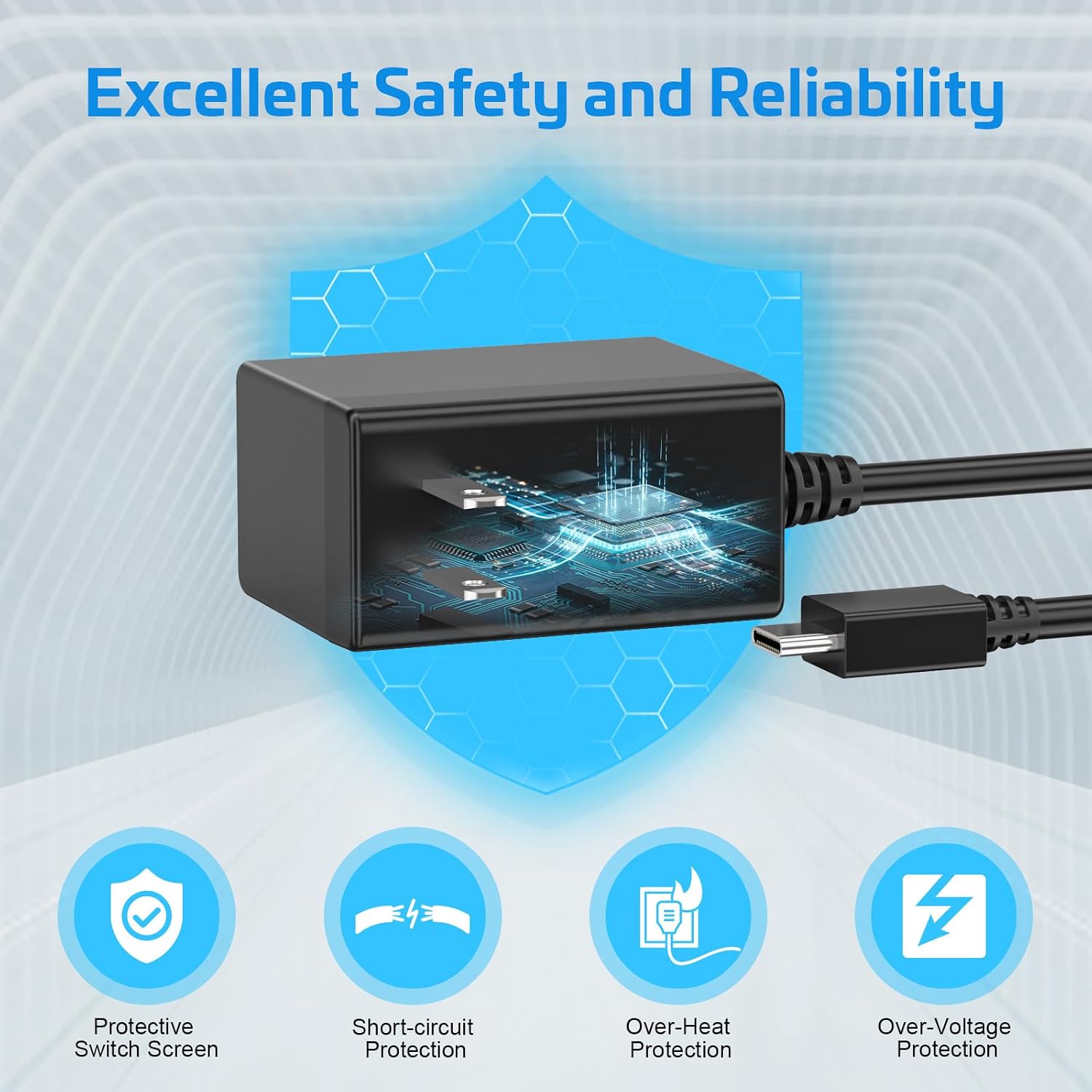 Charger for Switch, Switch OLED & TV Dock Mode, 39W Fast Charger with 5FT USB-C Cable image 3