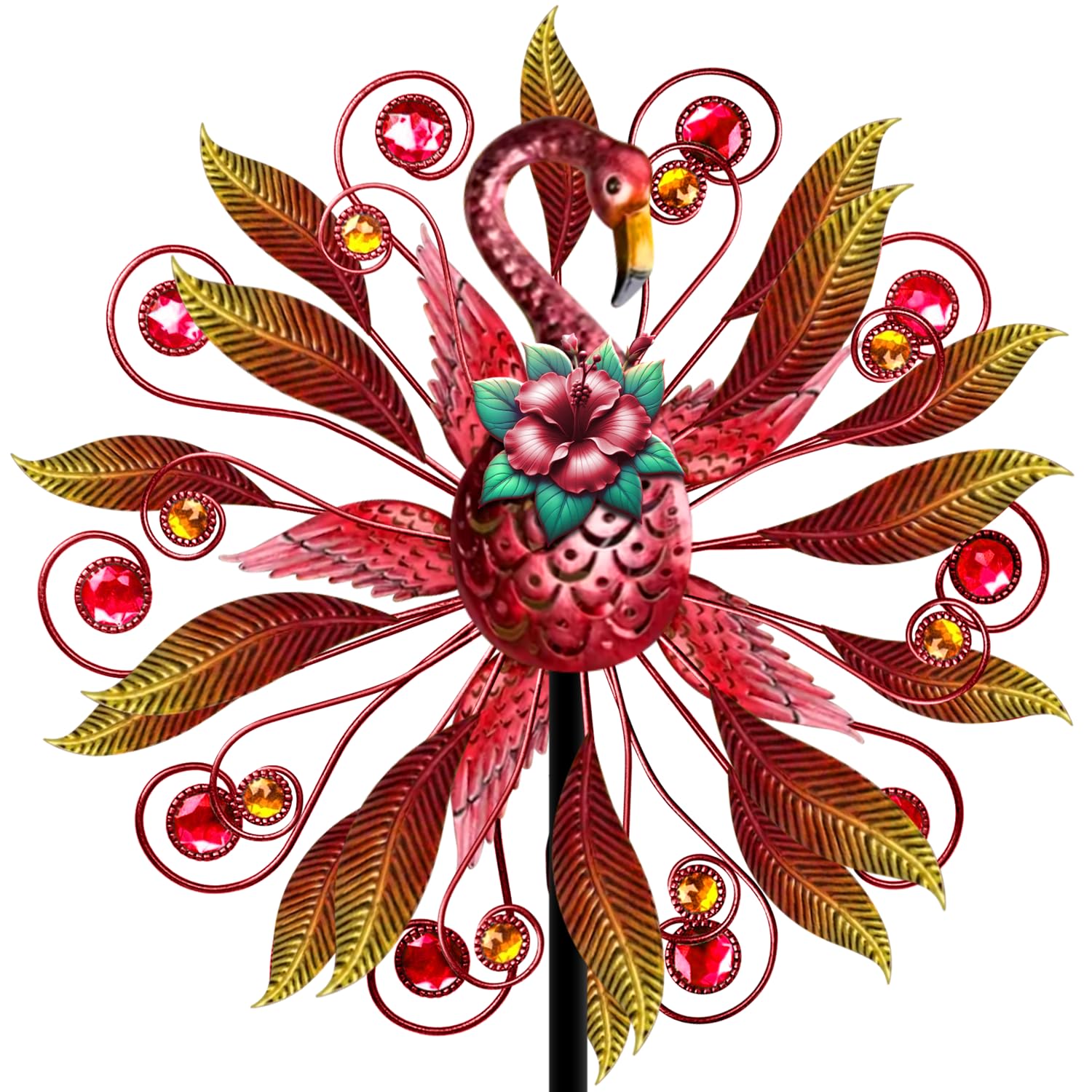 Flamingo Wind Spinner for Garden, Double Wind Sculpture Flamingo Wind Spinner for Garden Patio Yard Decor