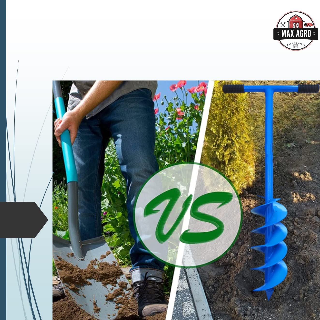 MAXAGRO Earth Auger Hole Digger Dual Blade | Post Hole Digger | Digging Tools for Soil | Agriculture Tools for Faming | Gardening Tool | Auger Machine | Spiral Digger 6 Inch Round Hole - Image 6 thumbnail