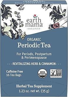 Earth Mama Organic Periodic Tea | 100% Organic Herbal Support for Periods, Postpartum & Perimenopause, 16 Teabags Per Box