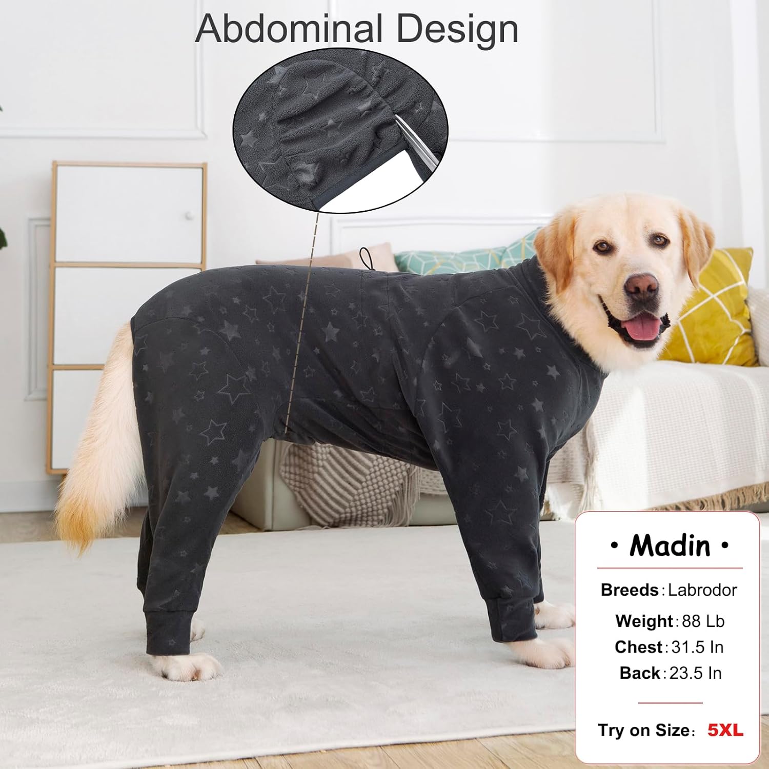 Dog Coats Autumn Winter Jumpsuit for Large Medium Dogs, Warmer Recovery Suit Polar Fleece Dog Bodysuit Lightweight Pajamas Pullover Stretchy Onesie Four-Legged Cold Weather Clothes(7XL, Grey)
