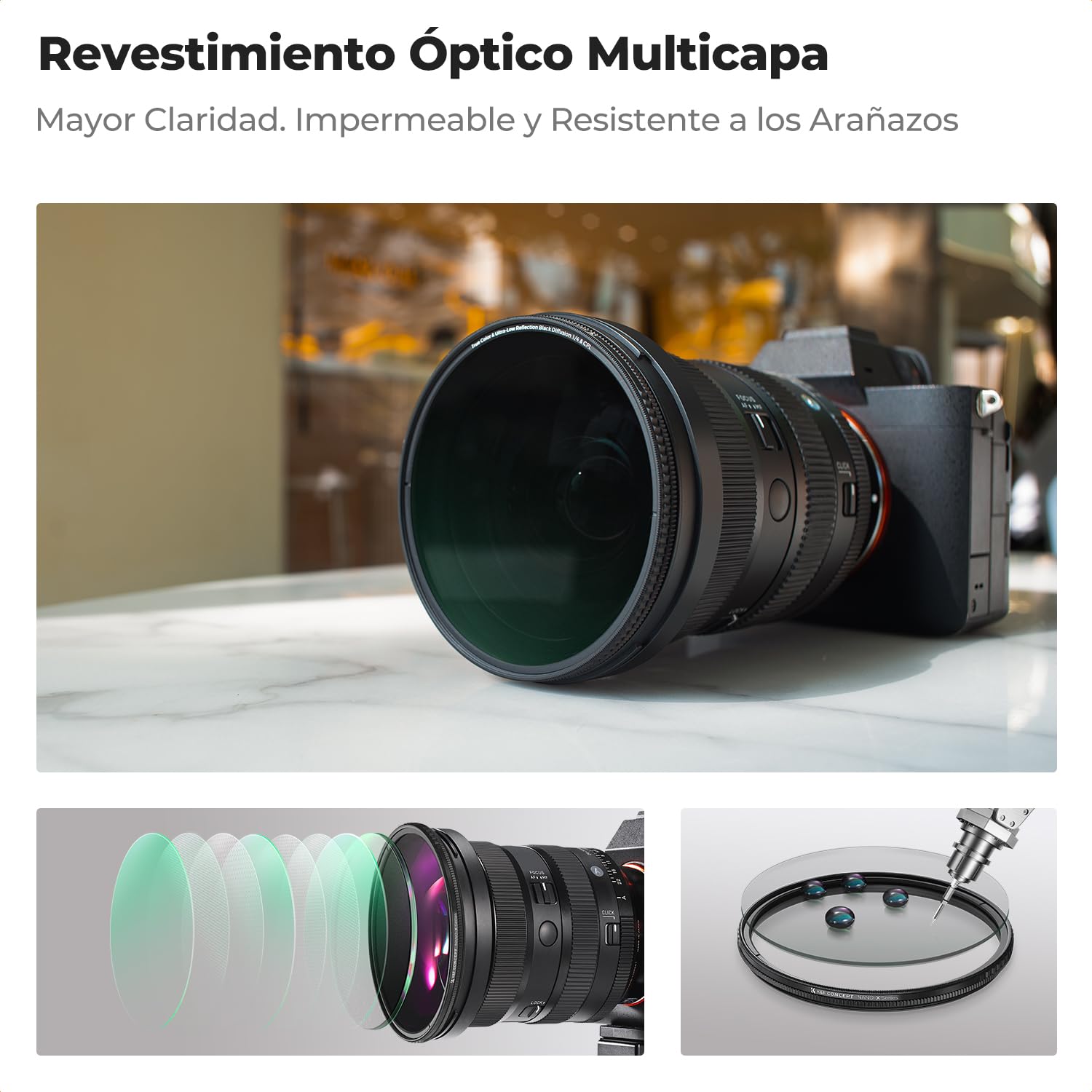 K&F CONCEPT 72mm Nano-Xcel Filtro CPL&Black-Mist TrueColor&Reflex UltraBaja | CPL & Black Difussion 1/4 Filtro True Color & Reflexión Ultra Baja con Revestimiento Nano,Un Paño de Limpieza - FA710