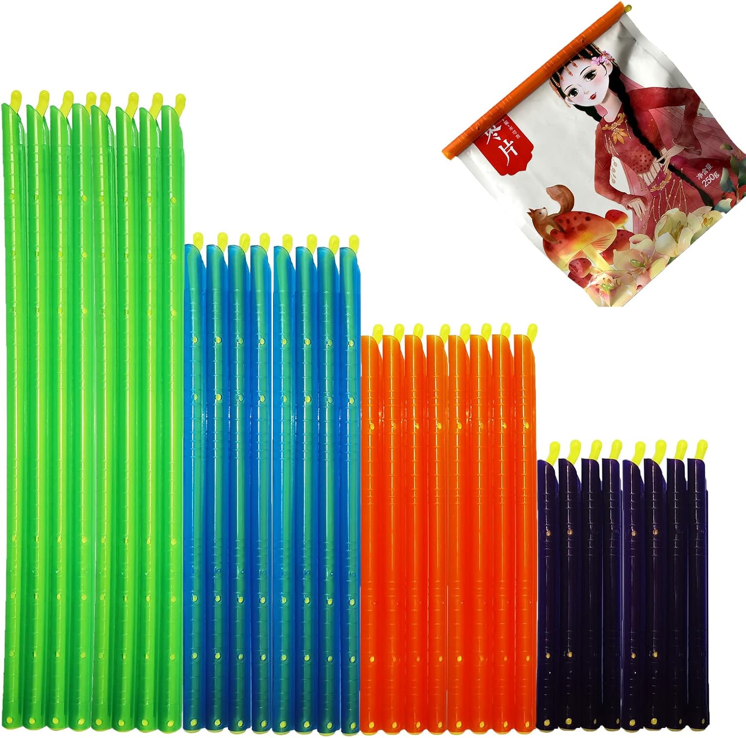 32 PCS Food Bag Sealer Sticks, 4 to 12 Inch Stick Chip Bag Clips, 4