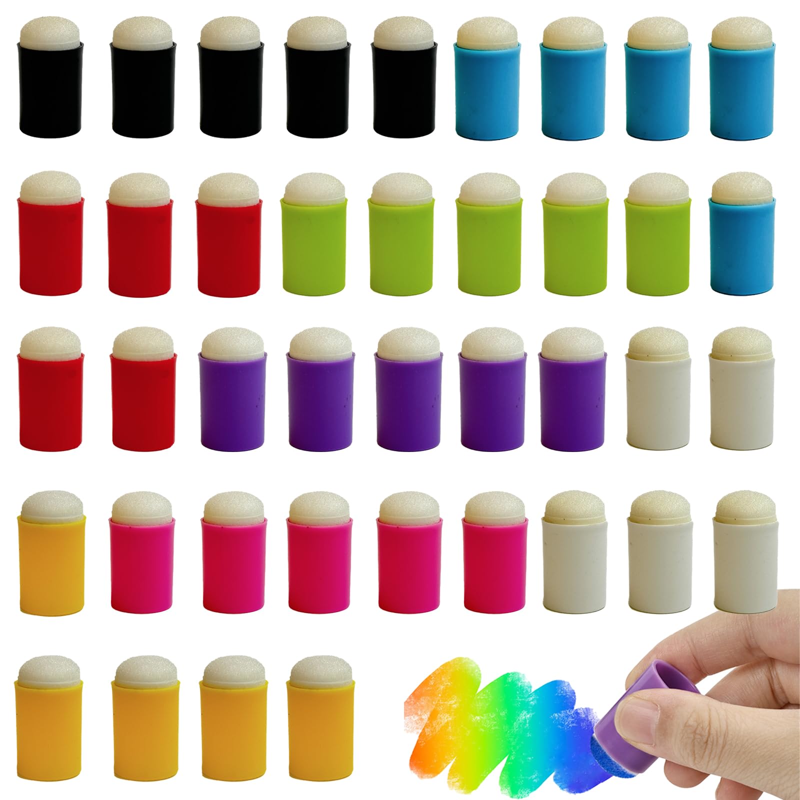 JSTHHTT 40 Pieces Finger Sponge Daubers, Finger Sponges for Painting Finger Painting Sponge Set, Kids Finger Painting Tools