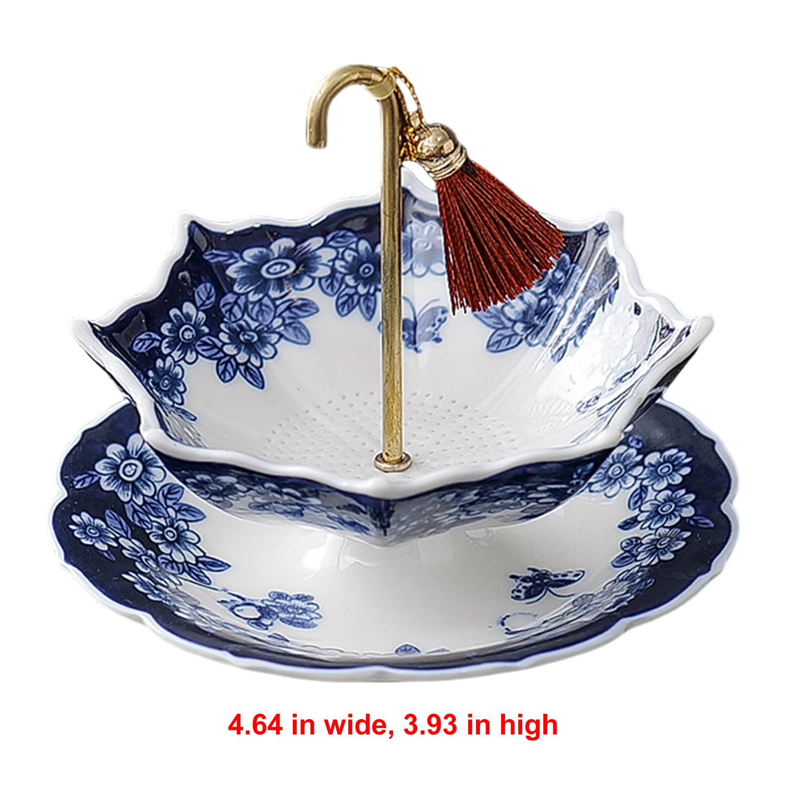 Infusor de té paraguas con base a juego, porcelana azul y blanca, filtro de té de poros finos, Kung Fu tradicional oriental para elaboración de cerveza (juego Qinghua)