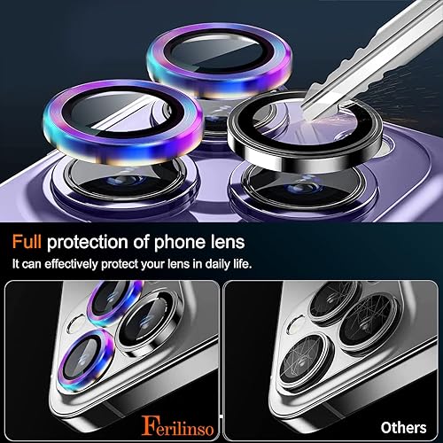 Miniatura 5 de Ferilinso Paquete de 3+3 para iPhone 14 Pro y iPhone 14 Pro Max, protector de lente de cámara, accesorios para cámara, aleación de titanio,