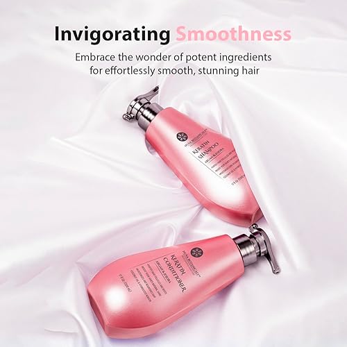 Miniatura 4 de Juego de champú y acondicionador de queratina, tratamiento capilar de queratina con aceite de argán, champú y acondicionador antiencrespamiento,