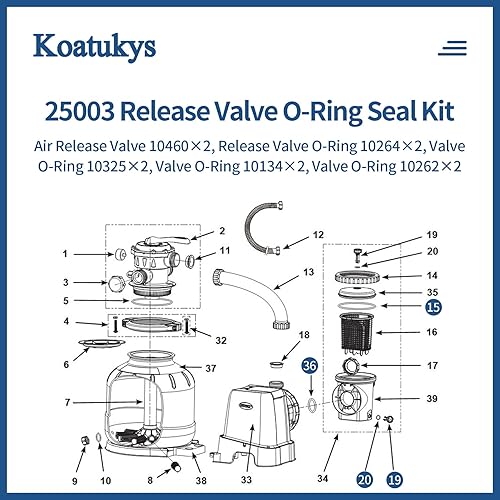 Miniatura 7 de 25003 Set de reemplazo para Intex con caudales inferiores a 1500 galones por hora Bomba de filtro Sellos Parte