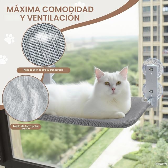Foto 8 de 8 de Hamaca Gato Ventana Plegable sin Cables, Hamaca Gato Ventana, Asientos de Ventana para Gatos, Hamaca…