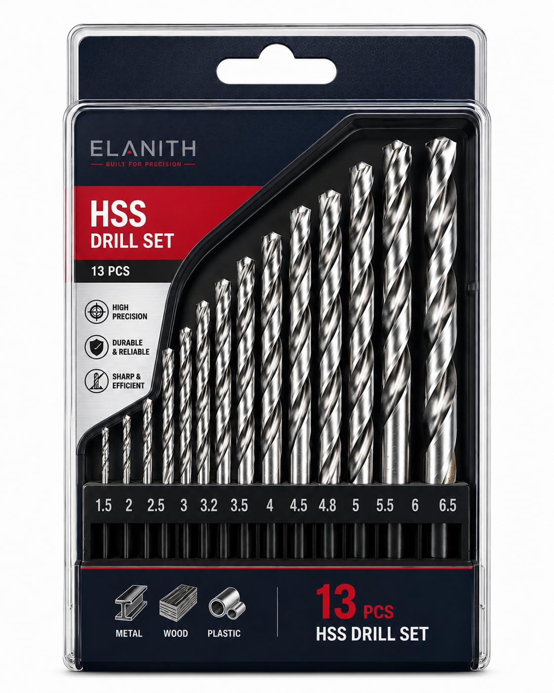 13 Pcs Professional Twist Drill Bit Set | HSS Steel | Multi-Purpose for Metal, Wood, Plastic & Aluminum | Size 1.5mm-6.5mm | Sharp 118° Split Point Tip | Includes Sturdy Storage Case-image-45