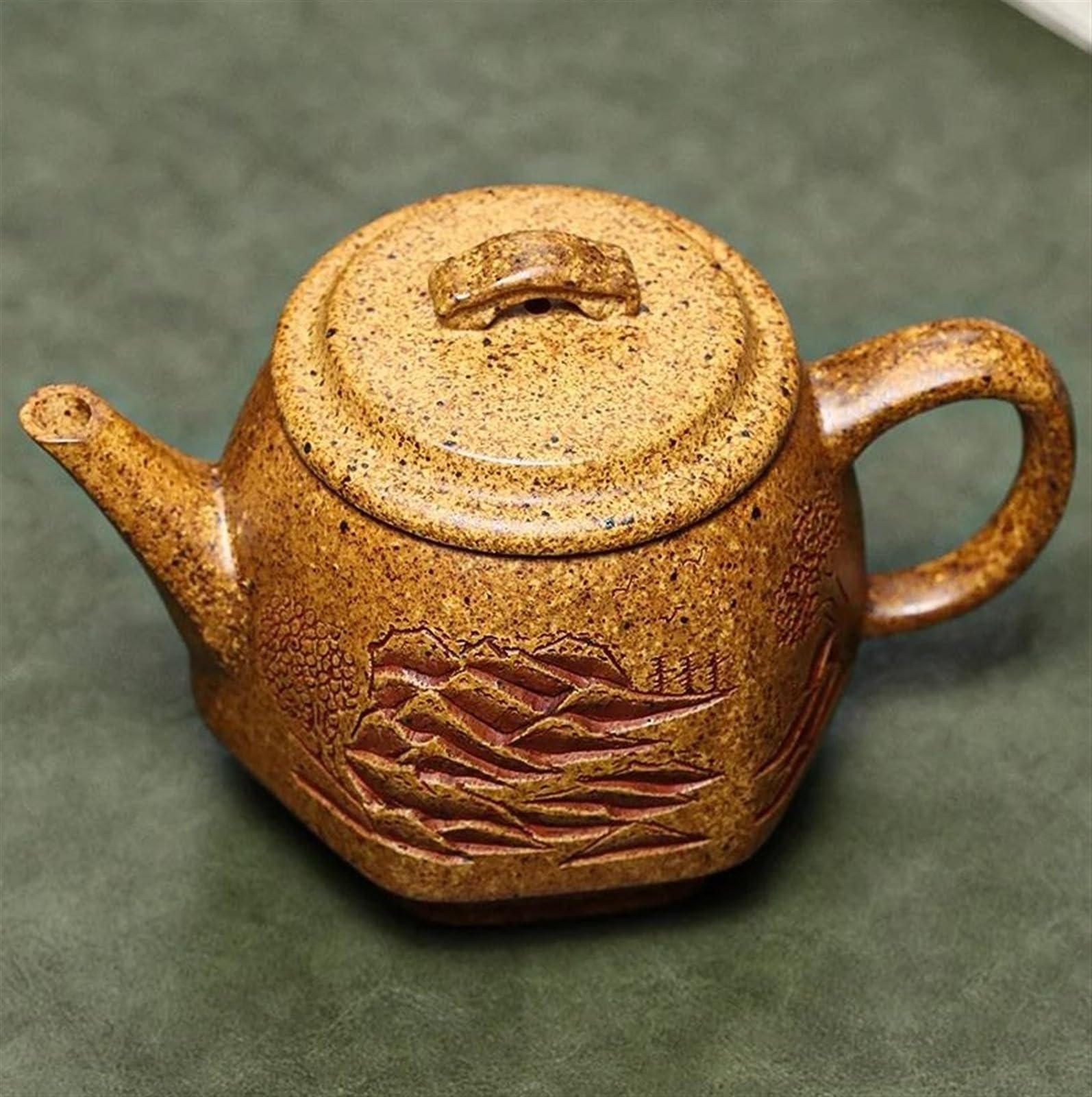 Zestaw do herbaty popołudniowej, zaparzacz do herbaty, autentyczna surowa ruda, zestaw błotny, 280 ml, fioletowa gliniana czajniczek Yixing, ręcznie malowany, sześć kwadratowych dzbanków do herbaty