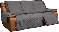 Easy-Going Reversible 3-Seat Recliner Sofa Cover with Anti-Slip Straps - Pet Proof Couch Protector, Gray/Light Gray (Fits up to 68")