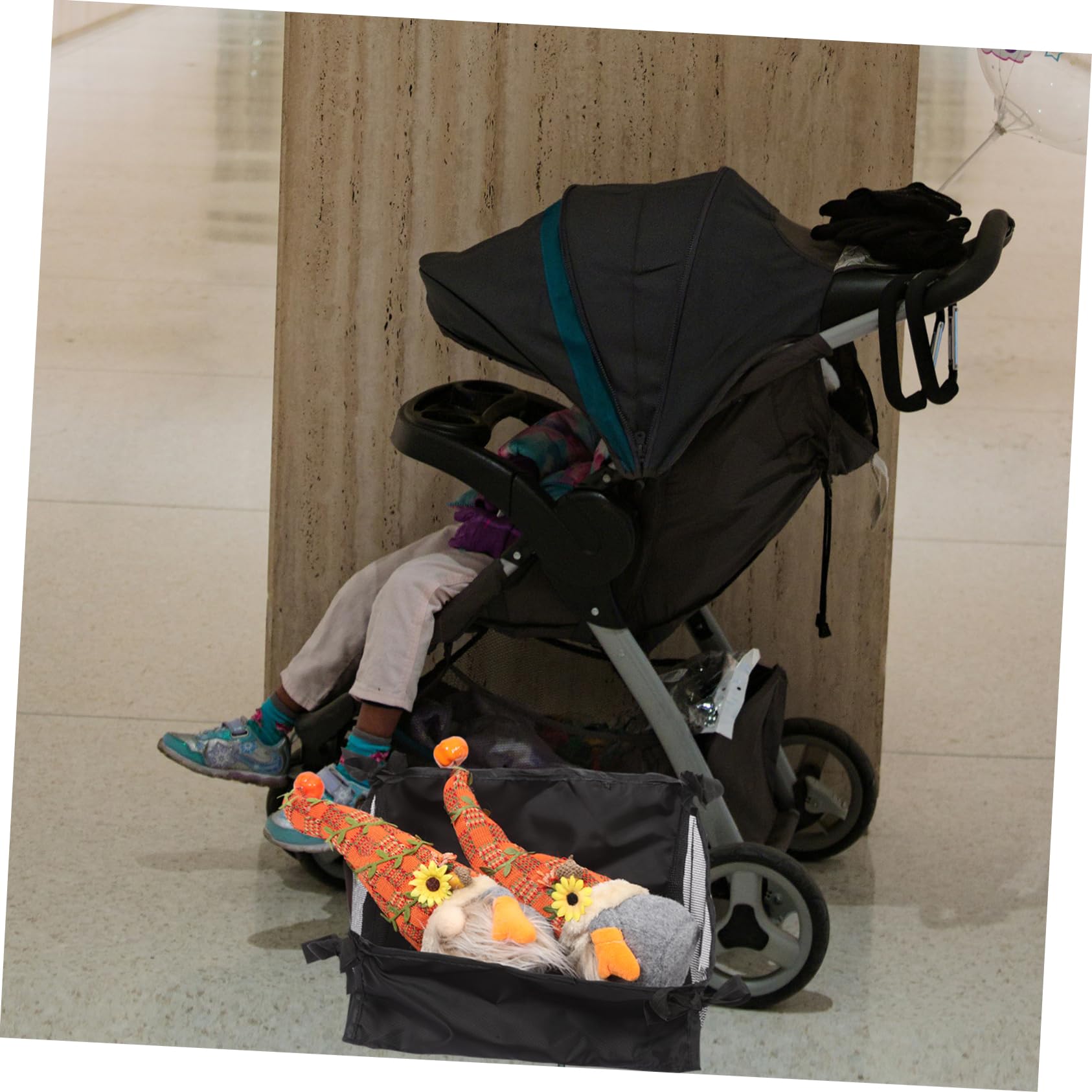 HANABASS 3 Piezas Bolsa Organizadora para Carrito de Cesta Inferior de Oxford Resistente Gran Capacidad para Almacenamiento Seguro bajo Cochecito Negro Pequeño