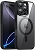 Case Back Crystal Clear Glass Appearance Edges Shock Absorbing Silicone Hybrid Case Compatible with SUPER-CRYSTAL Magsafe for Minesk iPhone 16 Pro Max (Black, 16 Pro Max)