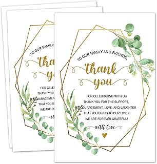 Wedding Reception Thank You Cards, 50 Thank You Placecards for Wedding Table Centerpieces, Wedding Decorations, Menu Place Setting Card Notes for Guests, Family, and Friends.