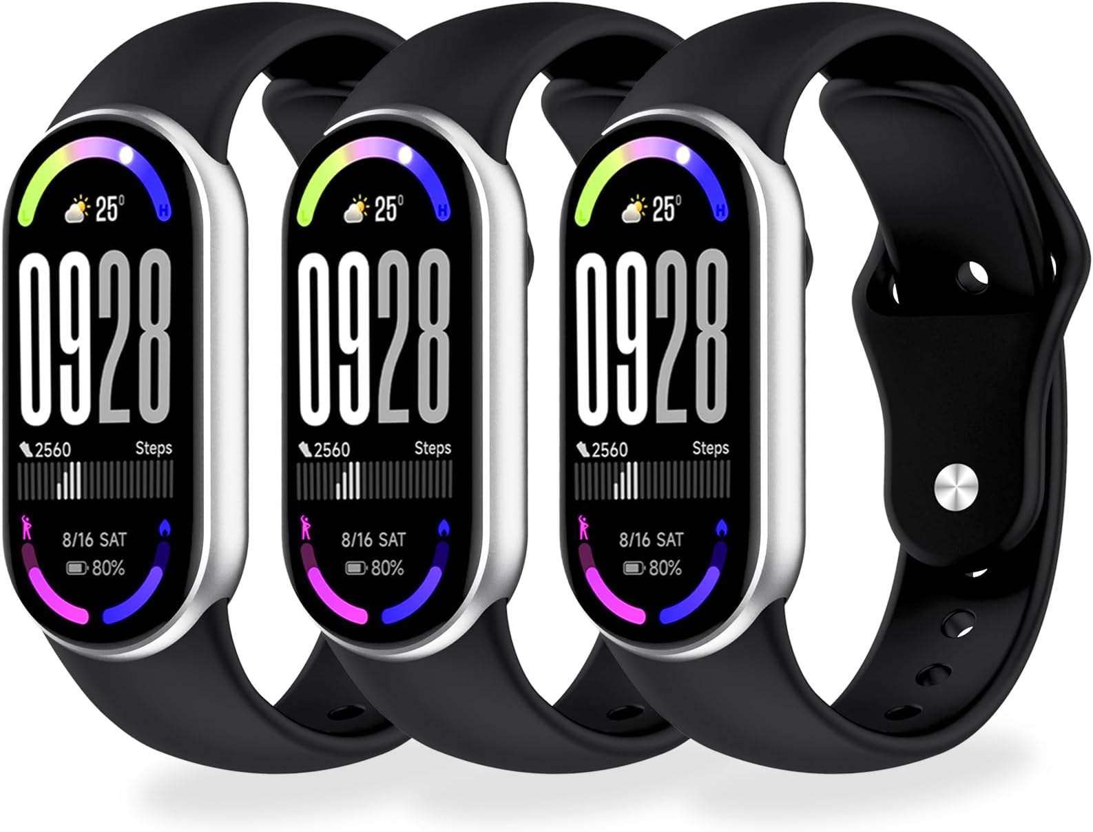 [BABEJIA] 3-6 本セット Xiaomi Smart Band 10/9/8 交換バンド 肌に優しい素材 ワンタッチ着脱 サイズ調整可能 金属コネクタ付き 通気性 防汗 防水