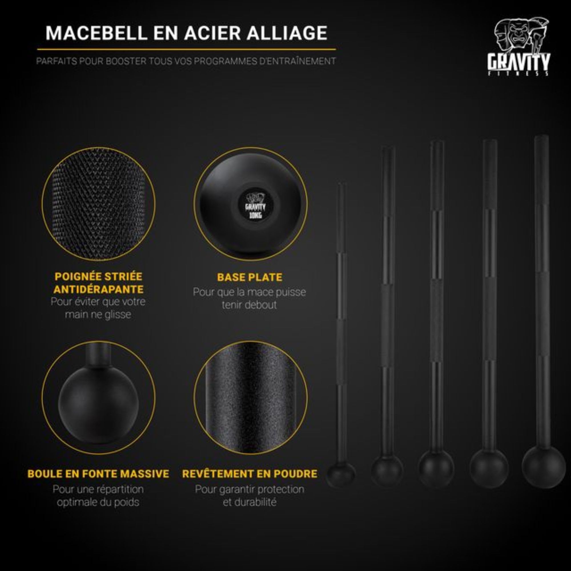 Gravity Fitness Masse Masse en acier Bell (10)