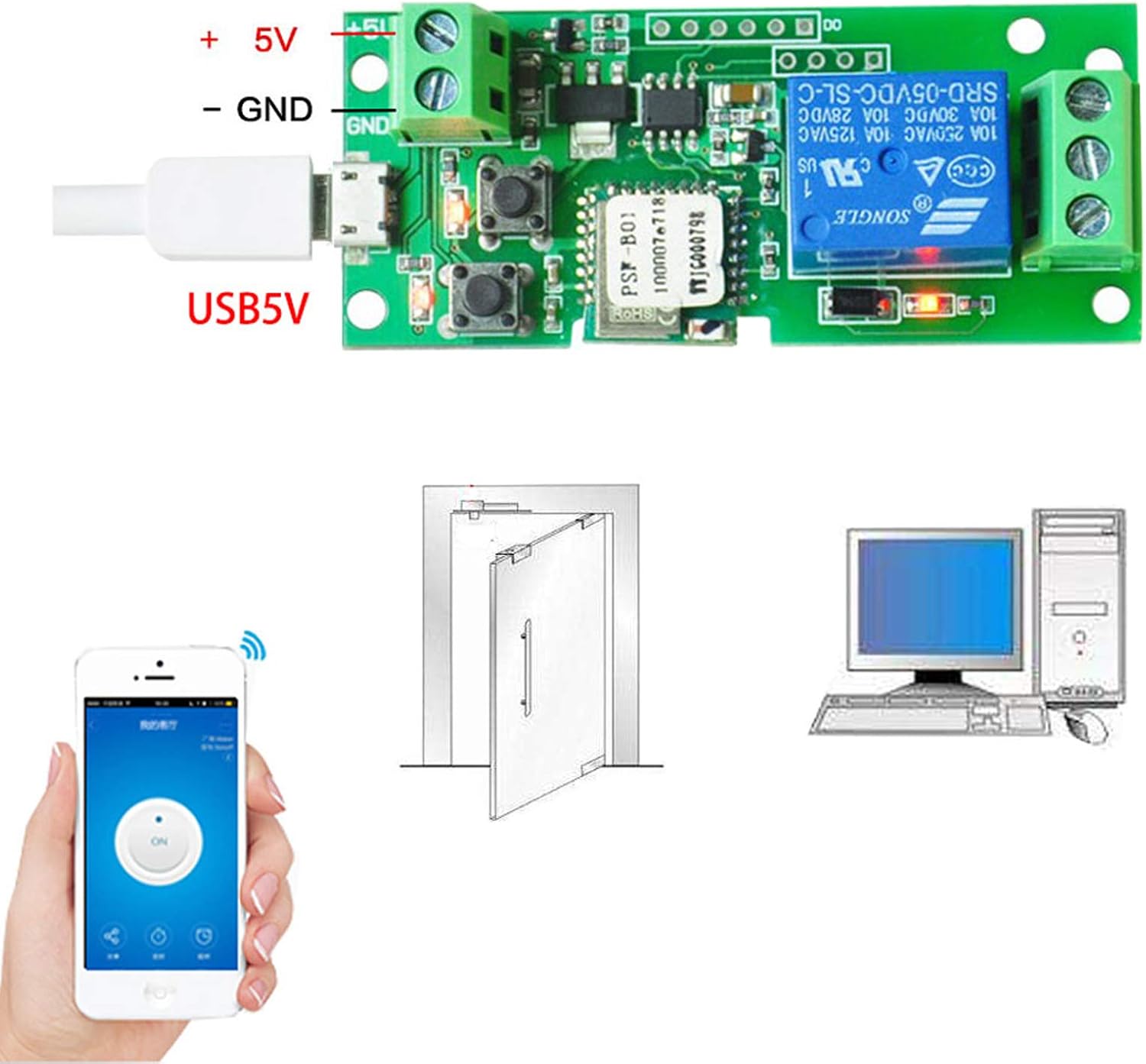 USB5V 1Channel WiFi Smart Home Remote Control Module for iOS/Android image 2