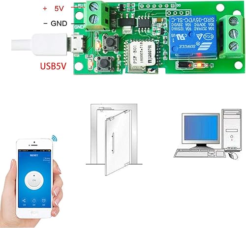 Vista 2 de para SONOFF USB 5V DIY 1 canal Jog Inching Auto-bloqueo WiFi Inalámbrico Smart Home Switch APP Módulo de control remoto para iOSAndroid