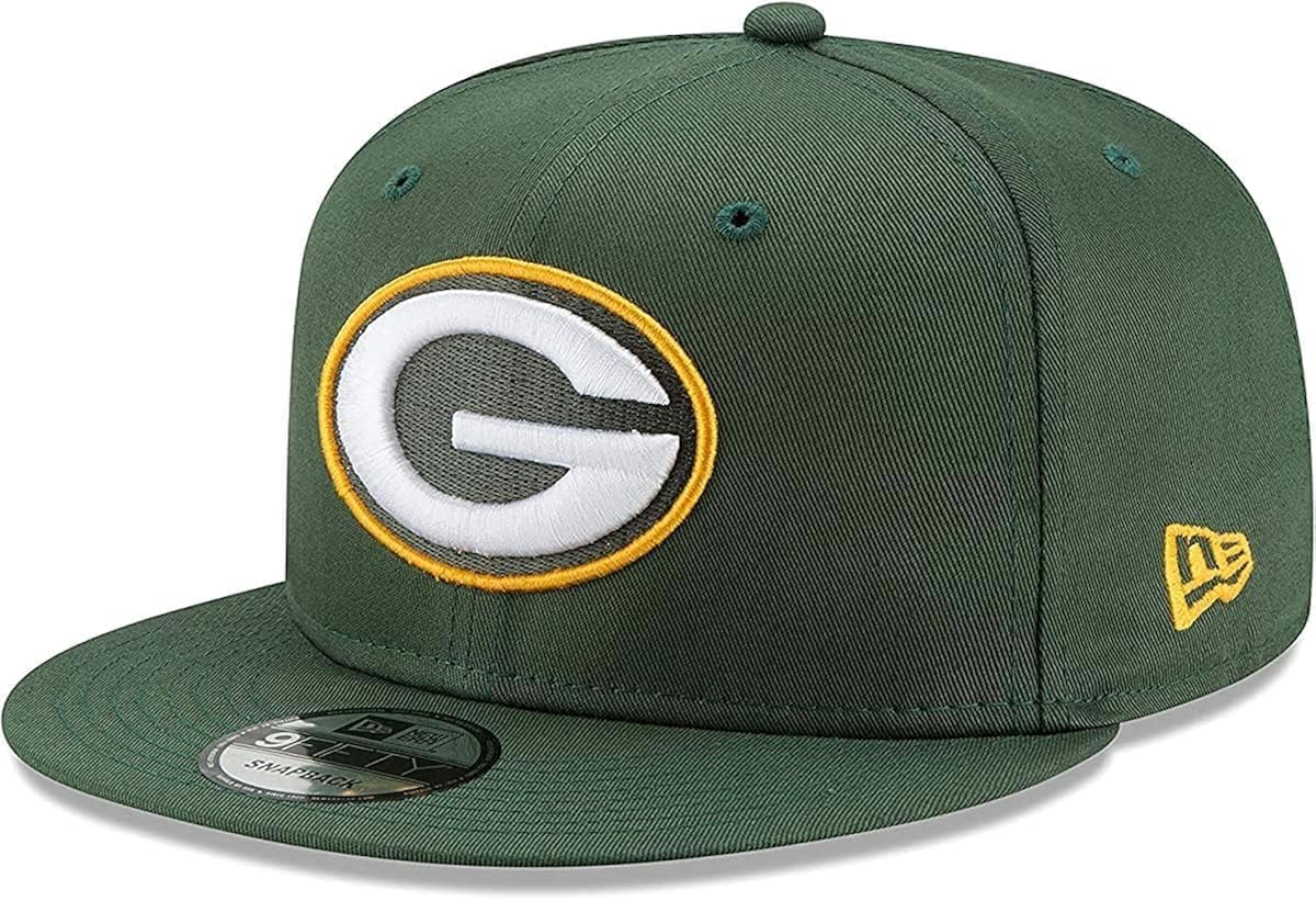 New Era Unisex Green Bay Packers - Green Nfl 9Fifty Team Color Adjustable Snapback Hat Cap - One Size, One Size