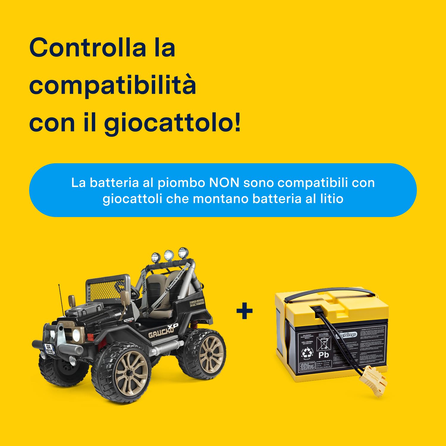 PEG Batteria 24V/8Ah - Ricambio Originale Ricaricabile per Veicoli Elettrici Peg Perego
