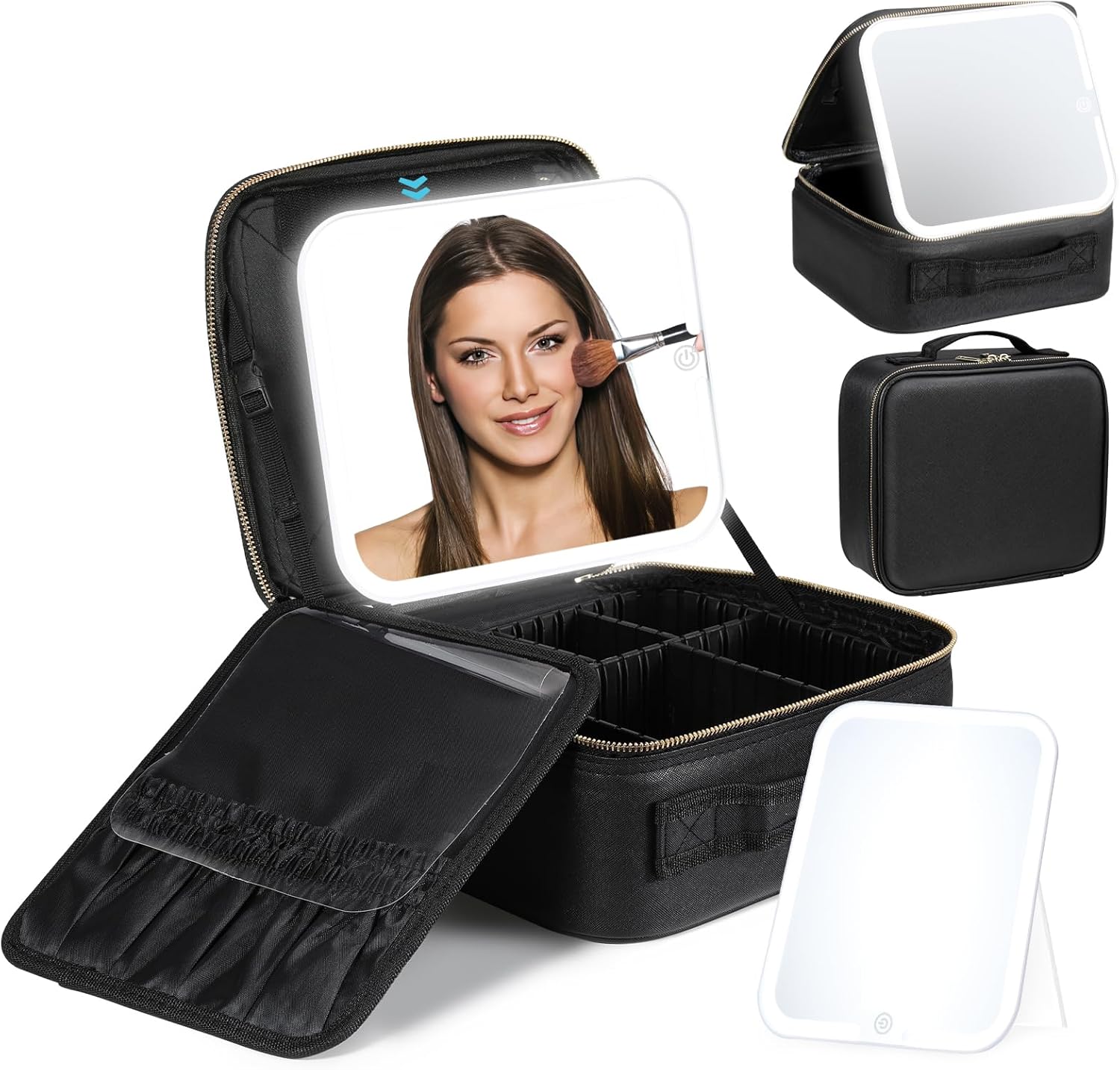 Luxspire Makeup Case with Detachable Lighted Mirror, Travel Makeup Bag