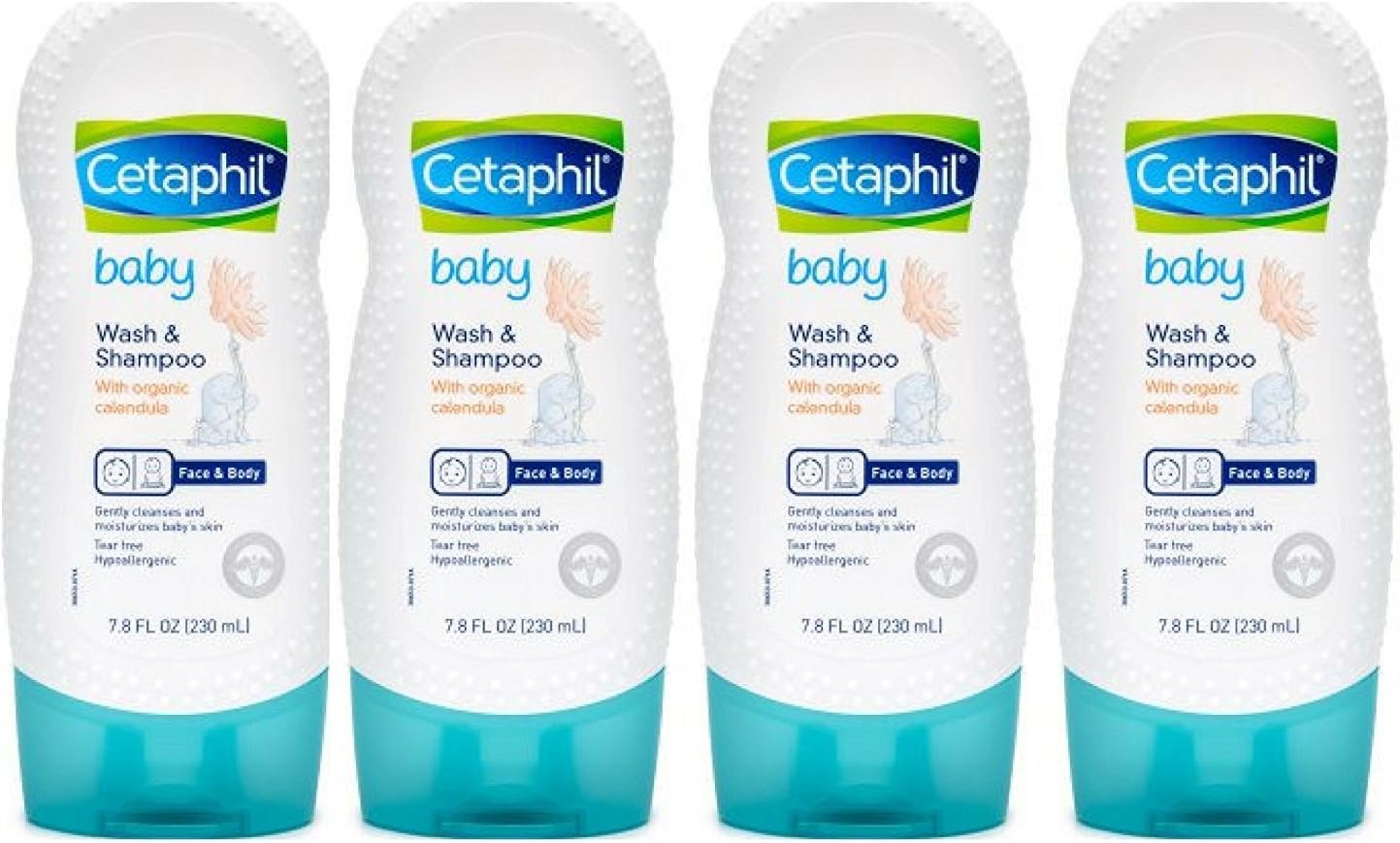 Cetaphil Baby Wash and Shampoo with Organic Calendula, 7.8 Ounce (Pack of 4)