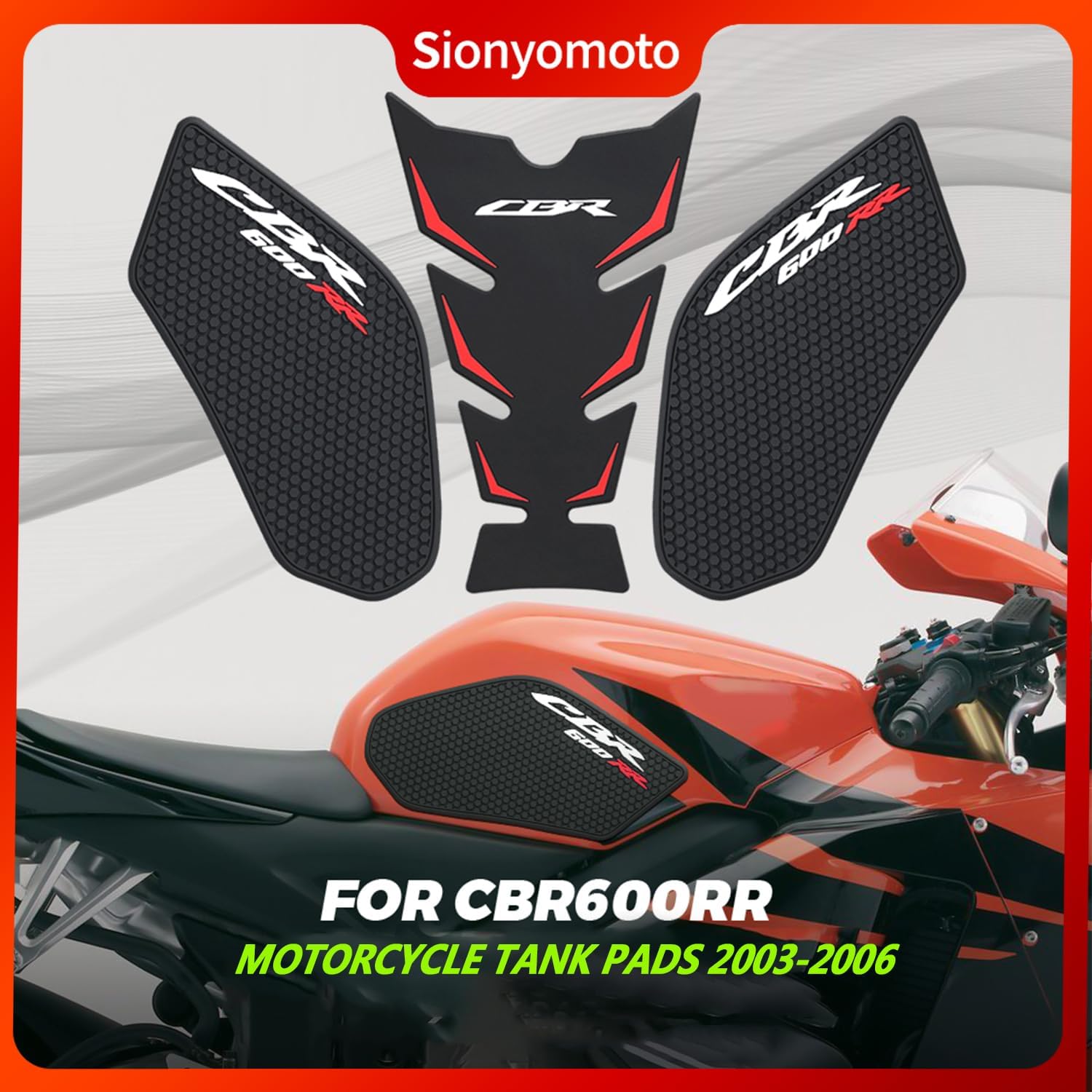 Fuel Gas Tank Pad Protector Stickers Decal Set Compatible with Motorcycle CBR 600RR 2003 to 2015 2016 2017 2018 2019 2020 CBR600RR CBR 600 RR 3pcs