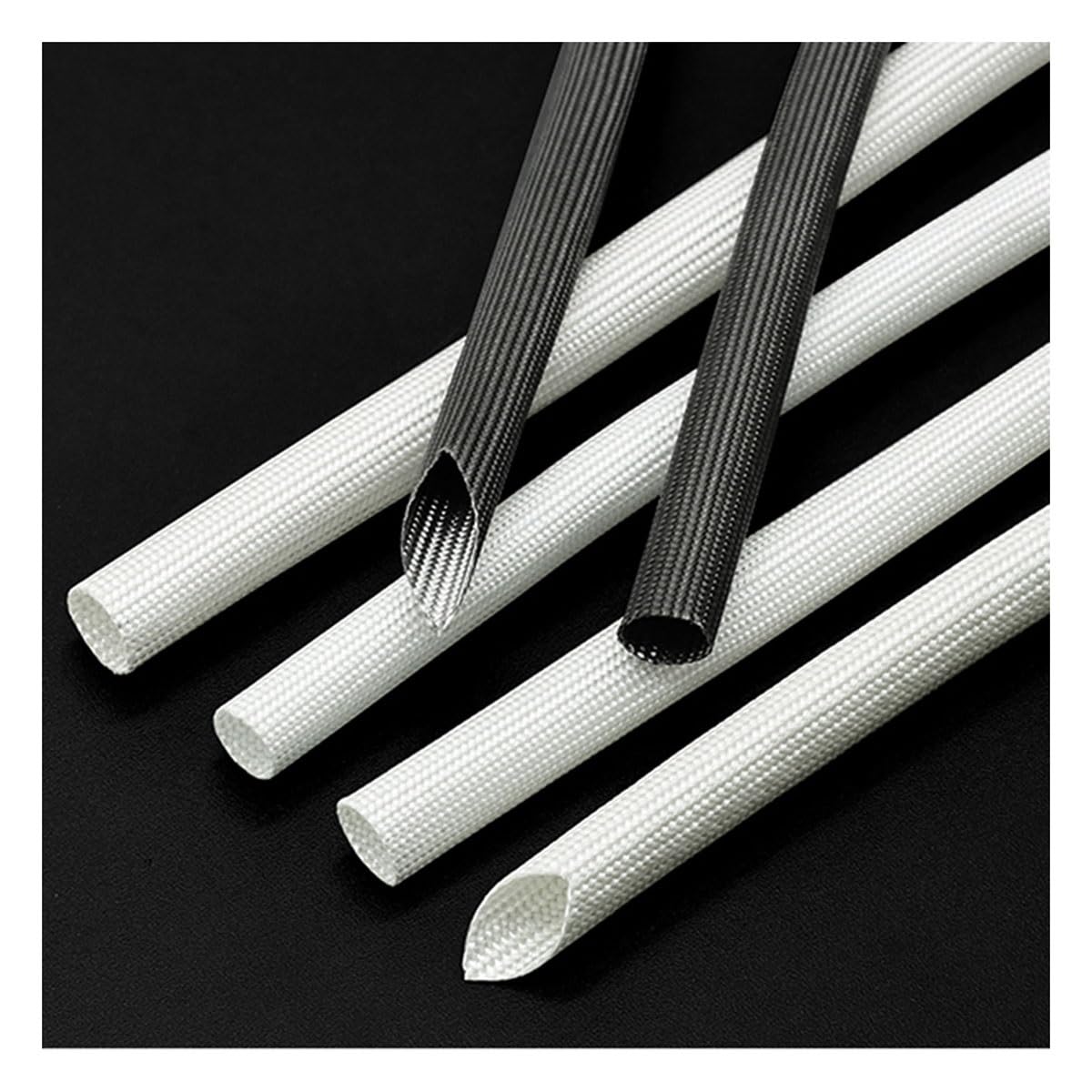 LOMNCHSG Wire Insulation Braid Fire Sleeve, White Braided Fiberglass Heat Shield Sleeve 1m 600°C 1mm-30mm(Inner Diameter 8mm)