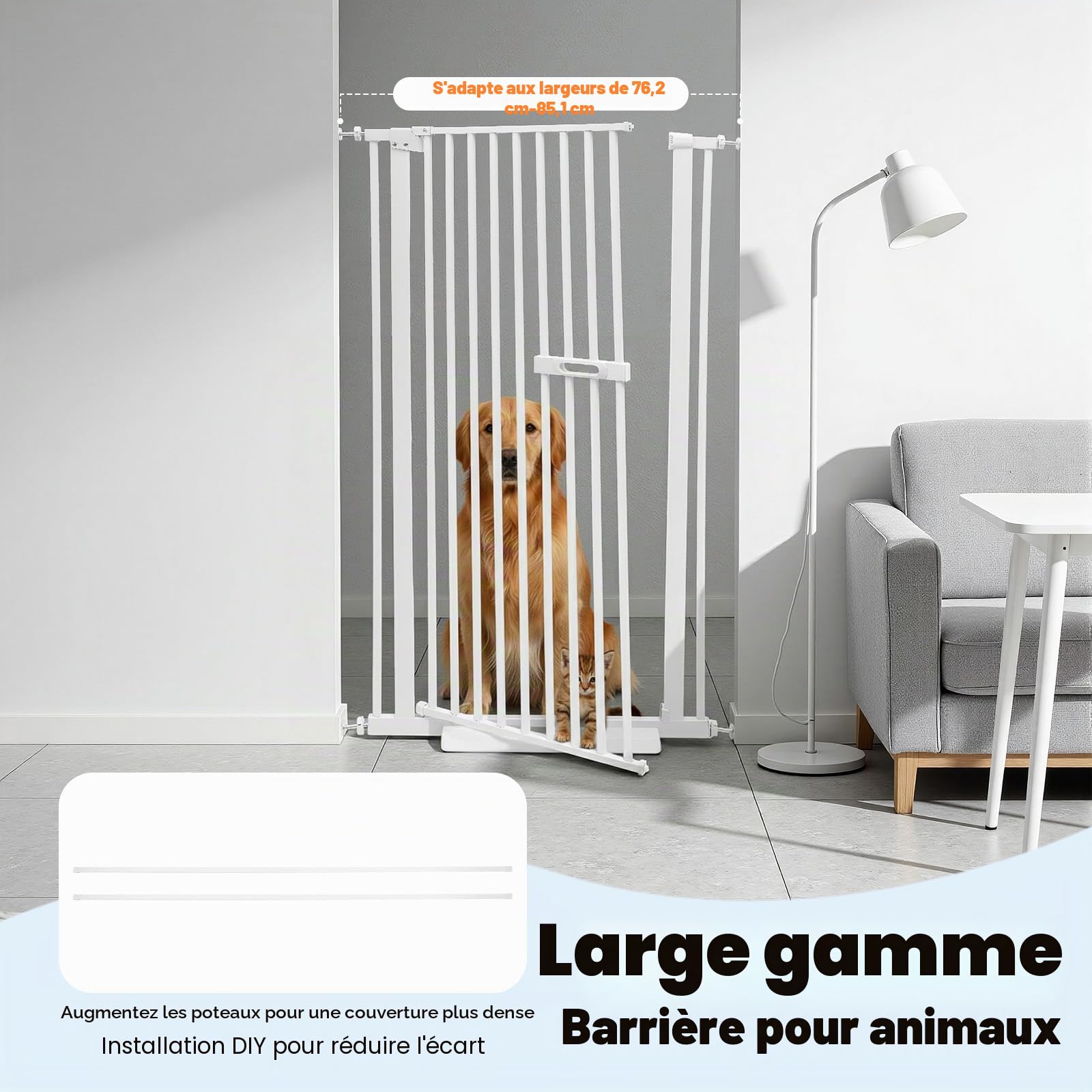 Porte de sécurité temporaire extensible, barrière de protection pour animaux de compagnie, porte pour chats, porte de protection pour animaux de compagnie, porte de protection pour animaux de