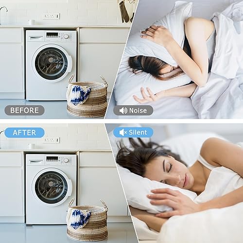 Miniatura 4 de DEWEL Almohadillas antivibración, pedestales para lavadora y secadora, paquete de 4 alfombrillas cuadradas antivibraciones para lavadora que detiene