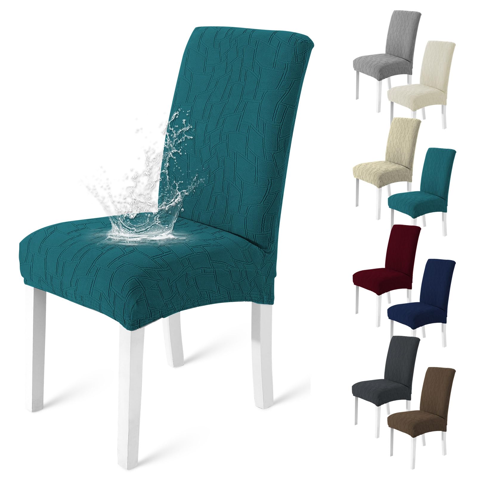 MAXIJIN Water-Repellent Dining Chair Covers Set of 6, Elastic Kitchen Living Chair Cover, Comfortable Soft Chair Slipcovers Anti-Scratch and Resistant, Washable Removable (Blackish Green, Pack of 6) โ image 1
