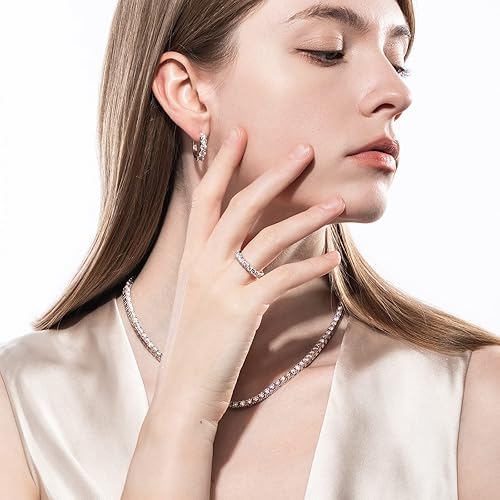 Miniatura 7 de AnuClub Anillo de boda de eternidad de moissanita, anillos de plata de ley 925 de color D para mujer con certificado