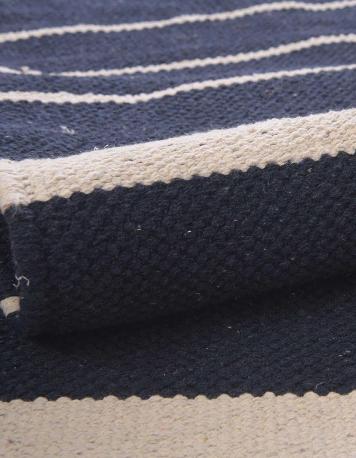 Unique Loom Chindi Cotton Collection Area Rug - Sophie (4' 1" x 6' 1" Rectangle, Navy and White)