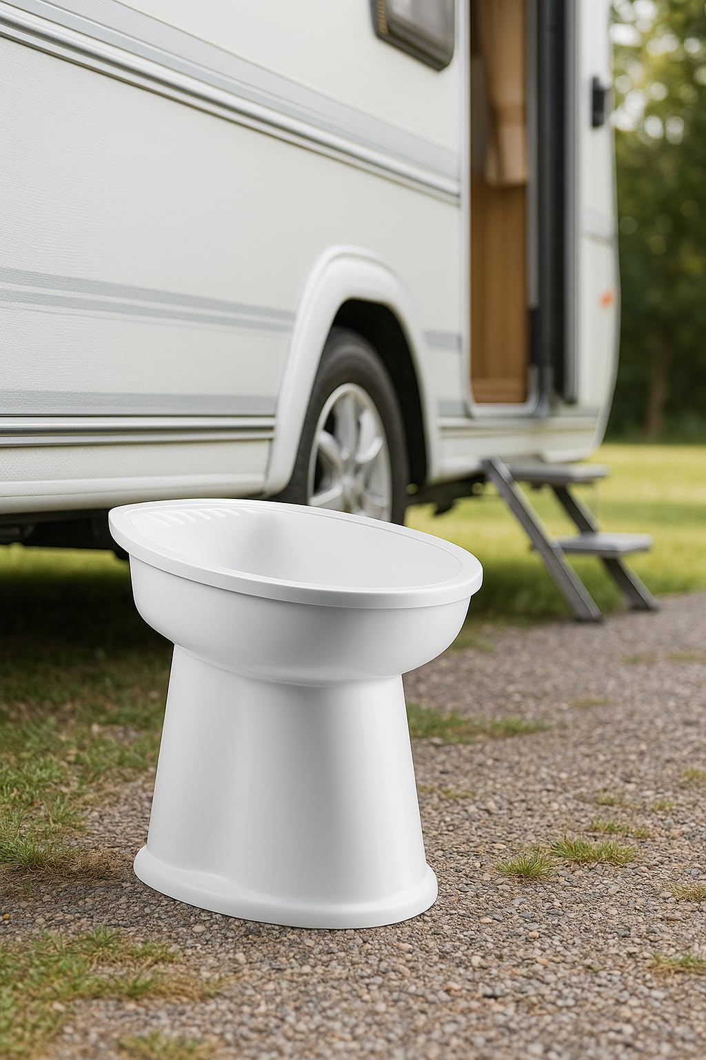 Bidet da Campeggio Portatile e Smontabile | 2 Pezzi in Plastica | Per Camper, Roulotte, Barca, Tenda | Leggero e Facile da Pulire – 47 x 32 x 38 cm