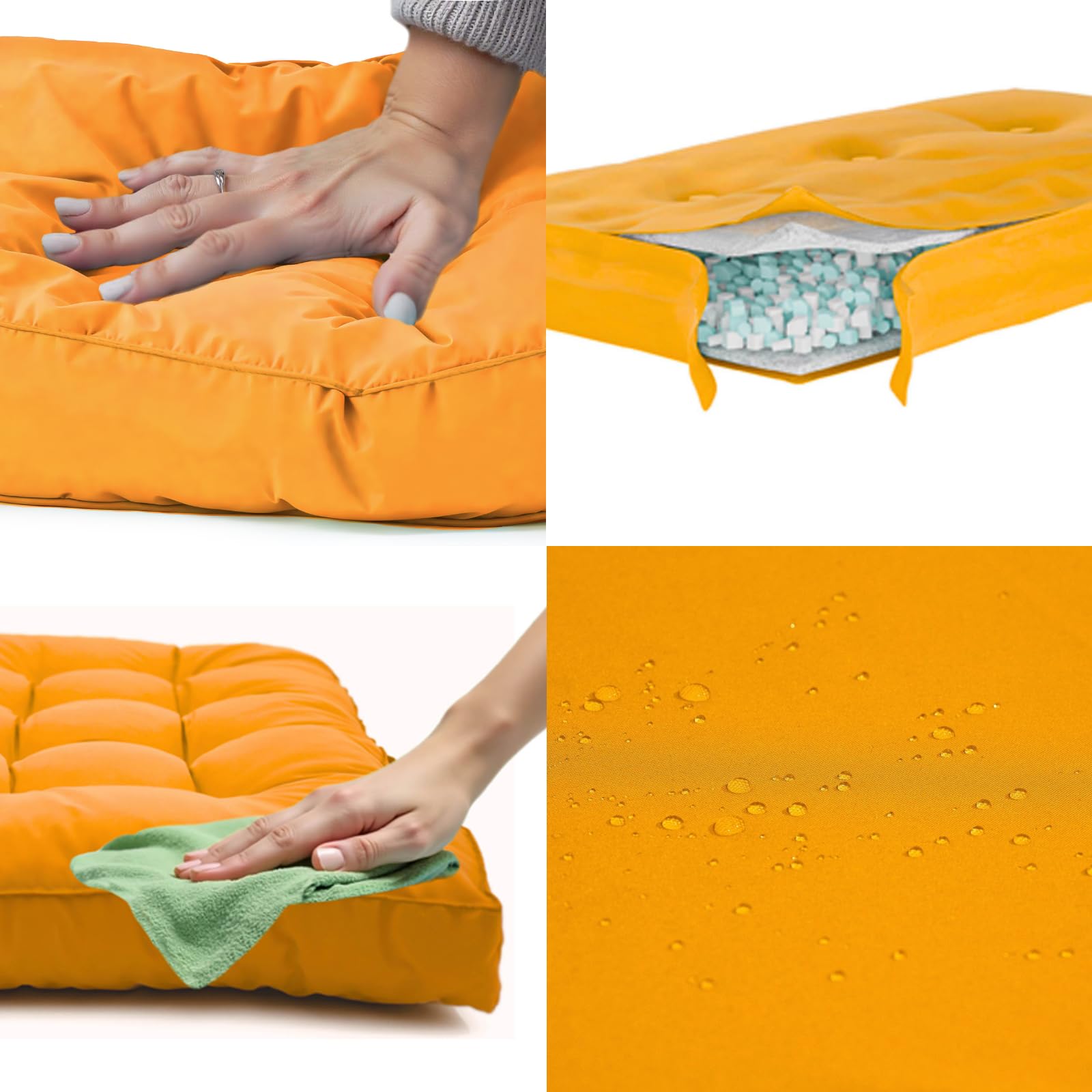 Coussins pour Salon de Jardin 50x50 cm Imperméable Jaune - Coussin de Remplacement pour Fauteuil, Banc & Chaise d'extérieur