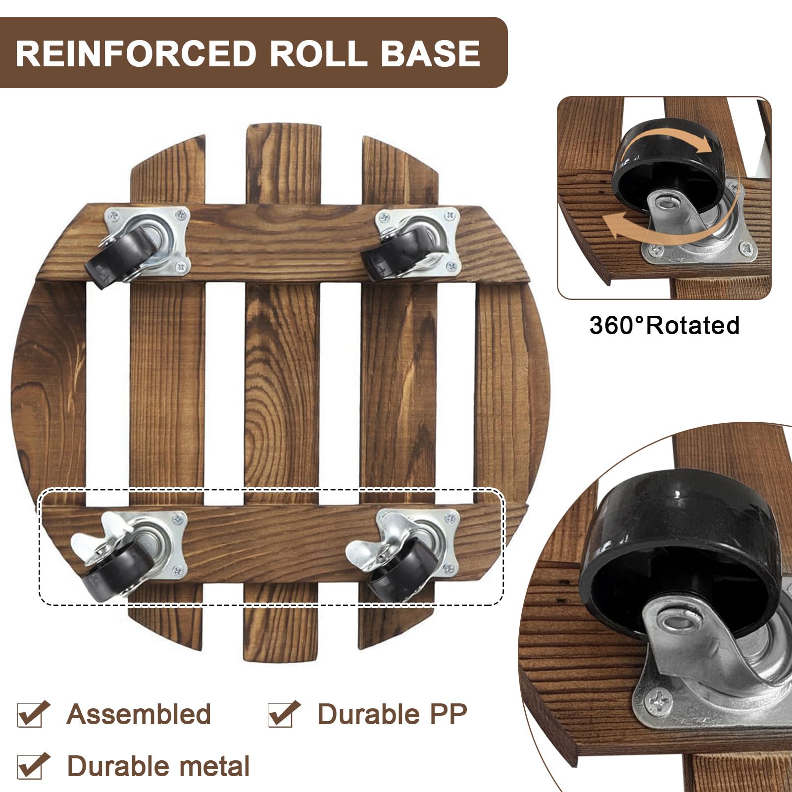 Lot de 2 Porte Plante à Roulettes Ø 300 mm Capacité 200KG pour Extérieur Intérieur