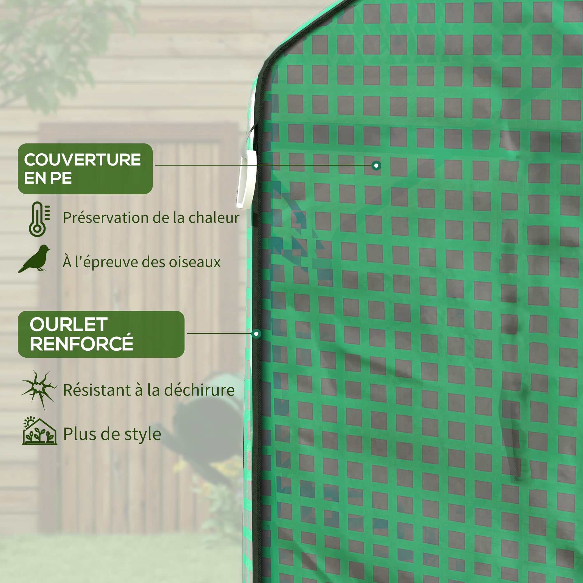 Outsunny Bâche de Remplacement pour Serre de Jardin 140 x 143 x 190 cm Anti-UV Vert