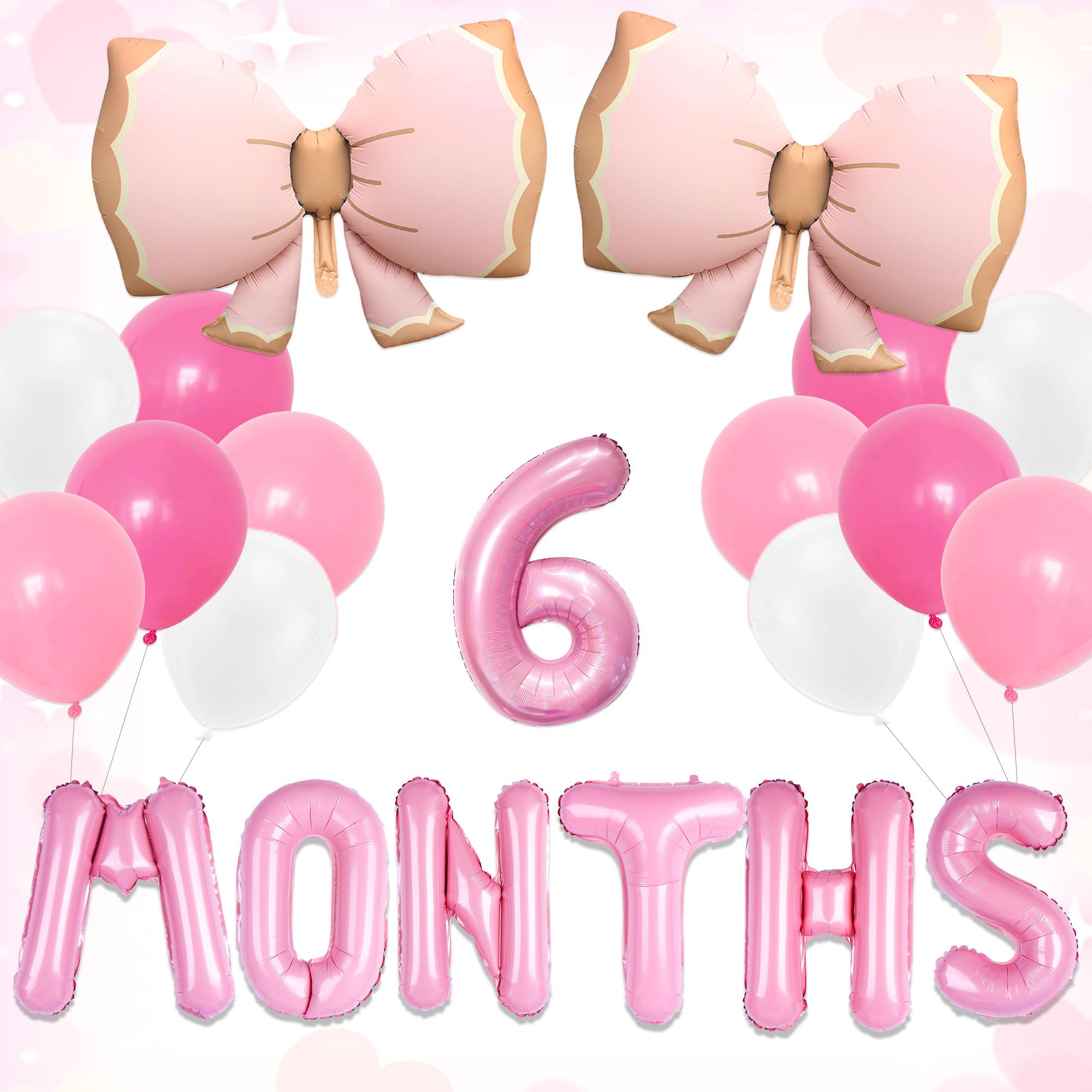 JeVenis Half Birthday Decorations Pink Bow Halfway to one Balloons 6 Month Decorations 1/2 Birthday Decorations Half Birthday Party Decorations