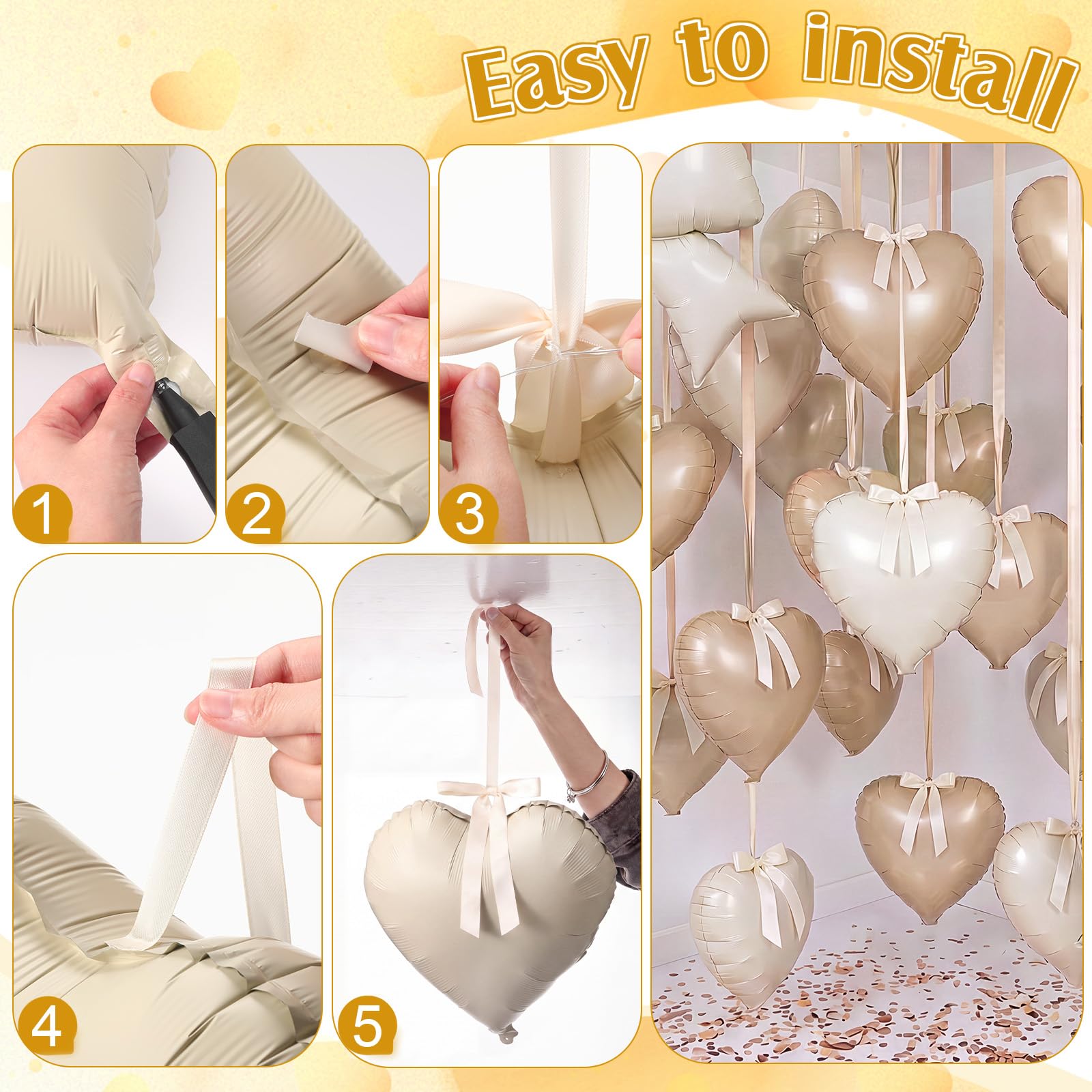 Set di 30 palloncini a forma di cuore, 96 cm, con fiocco a elio, fiocchi a nastro con cravatta attorcigliata, per compleanni, baby shower, matrimoni, San Valentino, feste a sirena