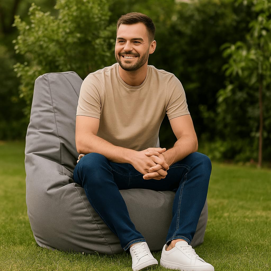 Sillón Gamer para Exteriores e Interiores con Relleno de Perlas de EPS, Puff, Silla de Relax, cojín para Asiento, cojín para el Suelo, Bean Bag de 225L (Gray)