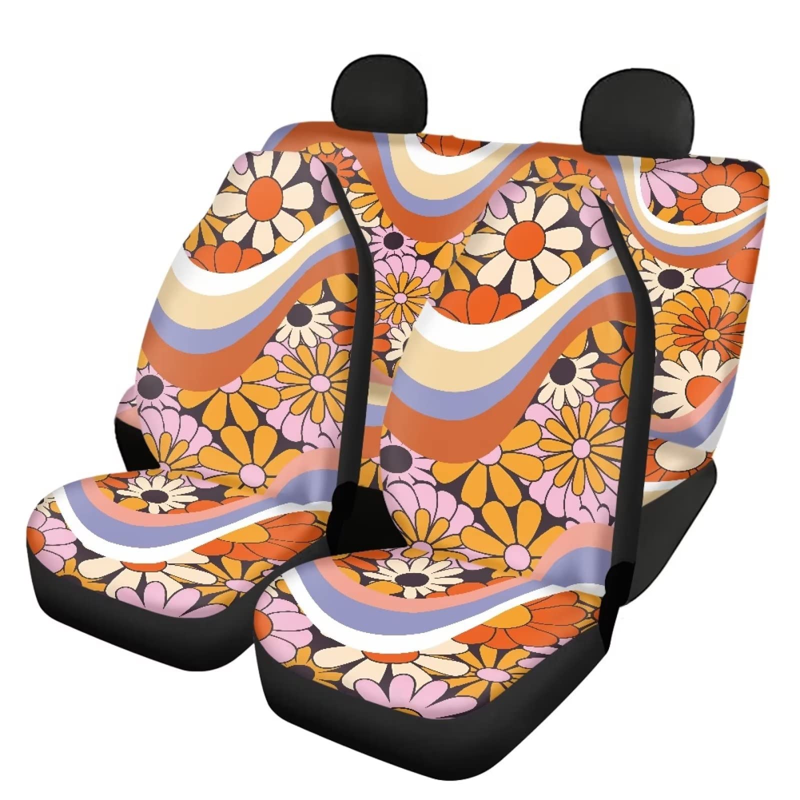 Modysero Blossom Flower Print Car Seat Cover Full Set Novelty Soft Elastic All Season Automotive Seat Cover for Women Universal Auto Seat Cover Accessories Fit Most Cars Vehicles