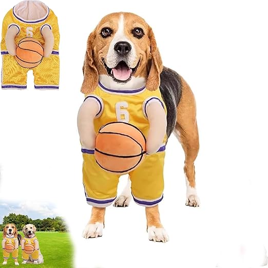 Dog Basketball Costume with Ball, Basketball Dog Costume, Dog Basketball Halloween