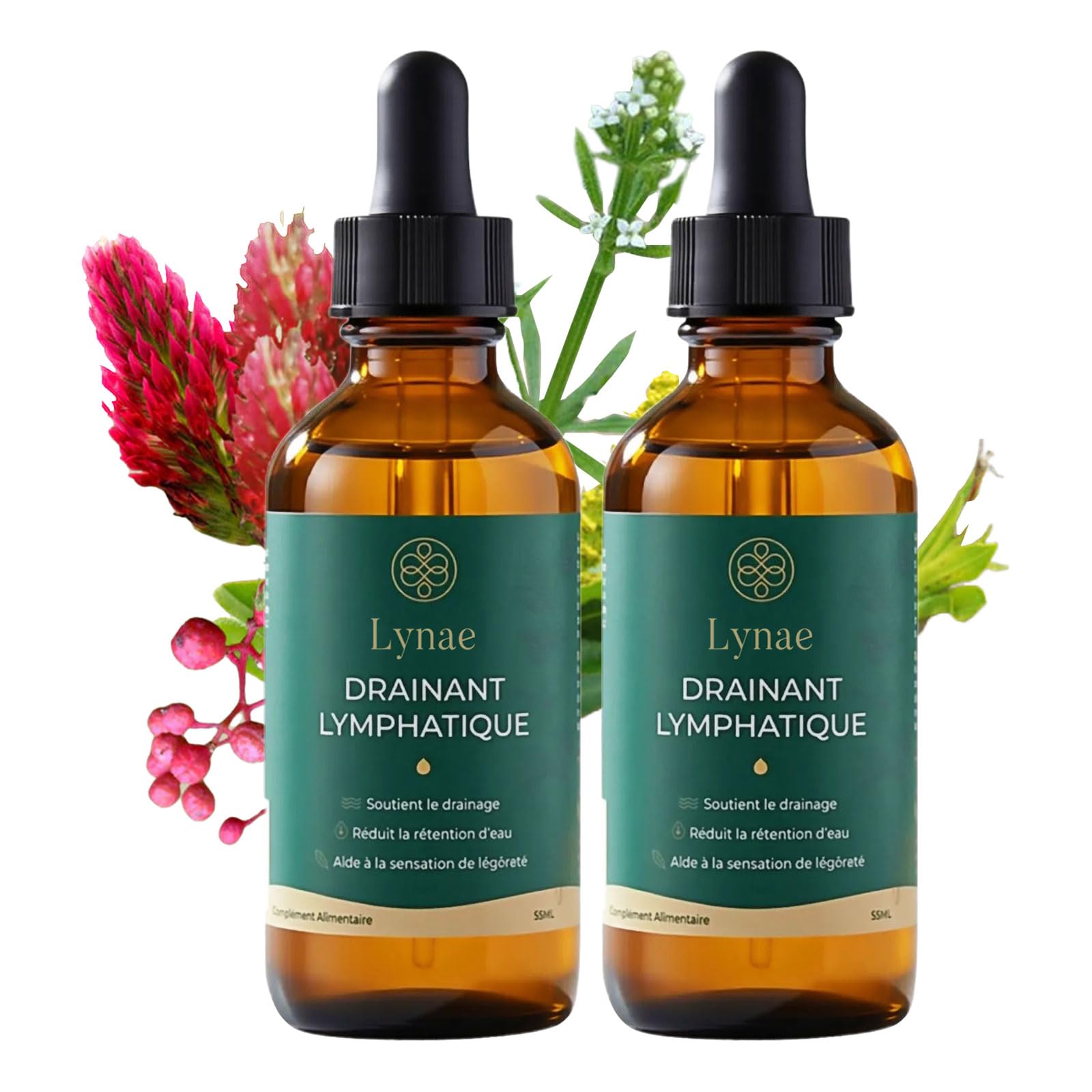 Lynae Drainant Lymphatique Goutte, Drainage Lymphatique Corps Complet Lynae, Mélanges à Base de Plantes Naturelles, pour Femmes et Hommes (2)
