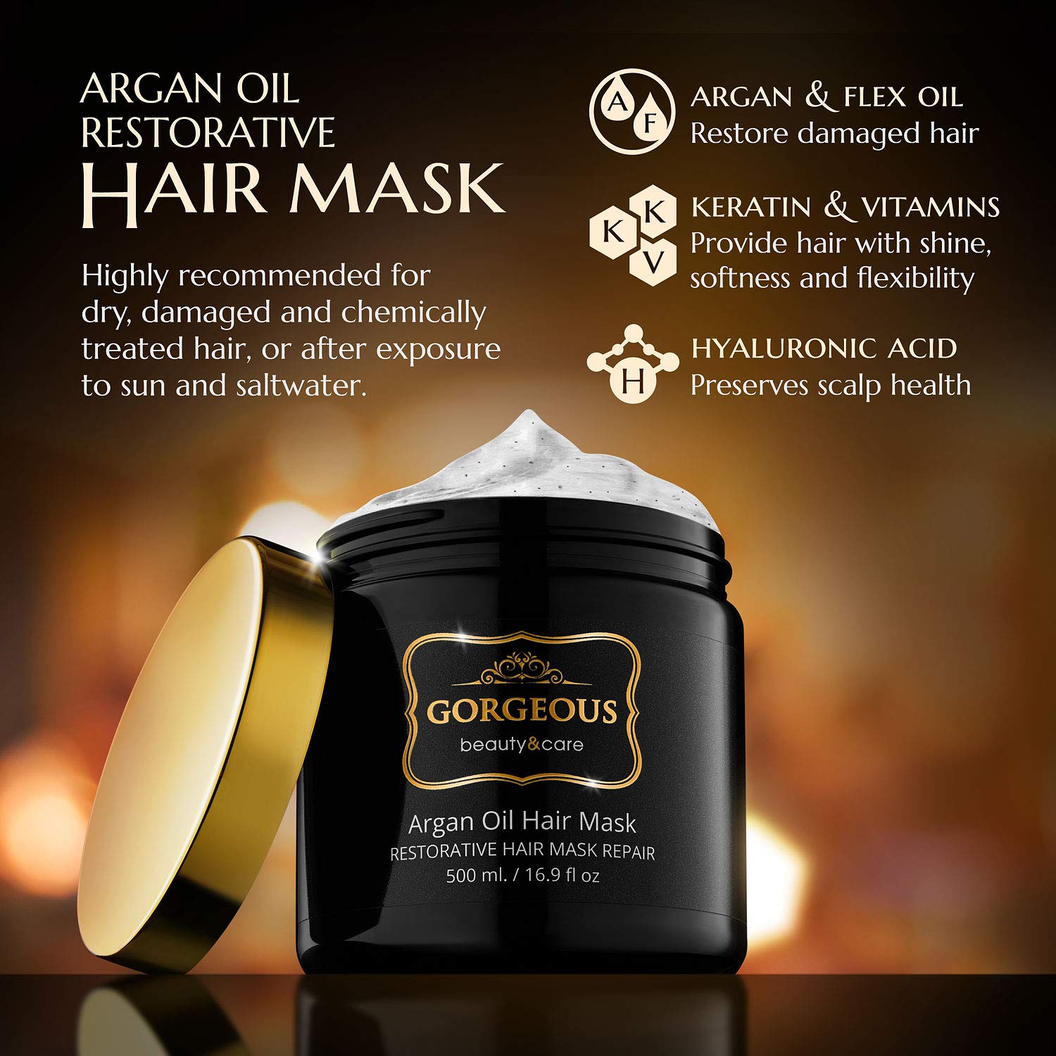 Set de 3 piezas de reparación de cabello con aceite de argán y aceite para proteger el cabello