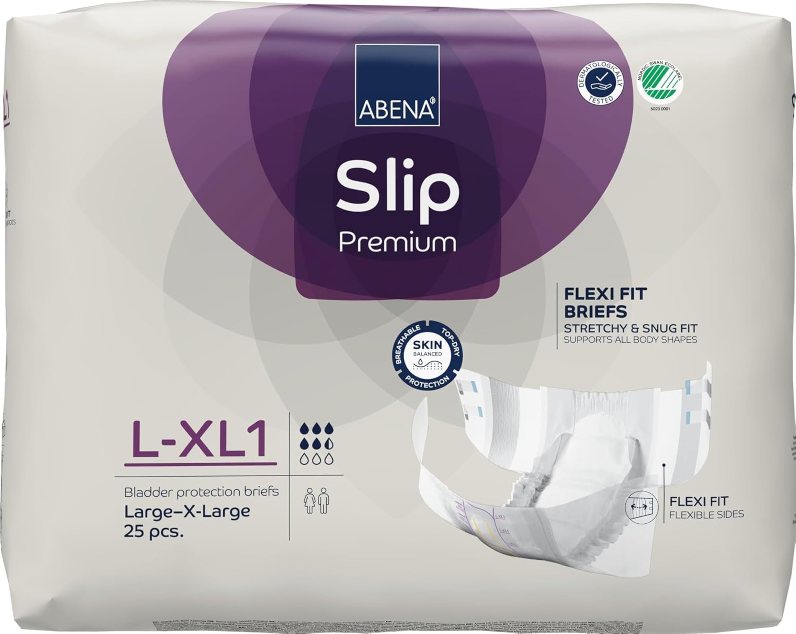 Abena Slip Flexi-Fit L-XL1 Adult Incontinence Pads | 25 Pads | 2300ml Absorbency| Adult Nappies for Moderate to Heavy Incontinence| Incontinence Pads for Men and Women| Incontinence Products