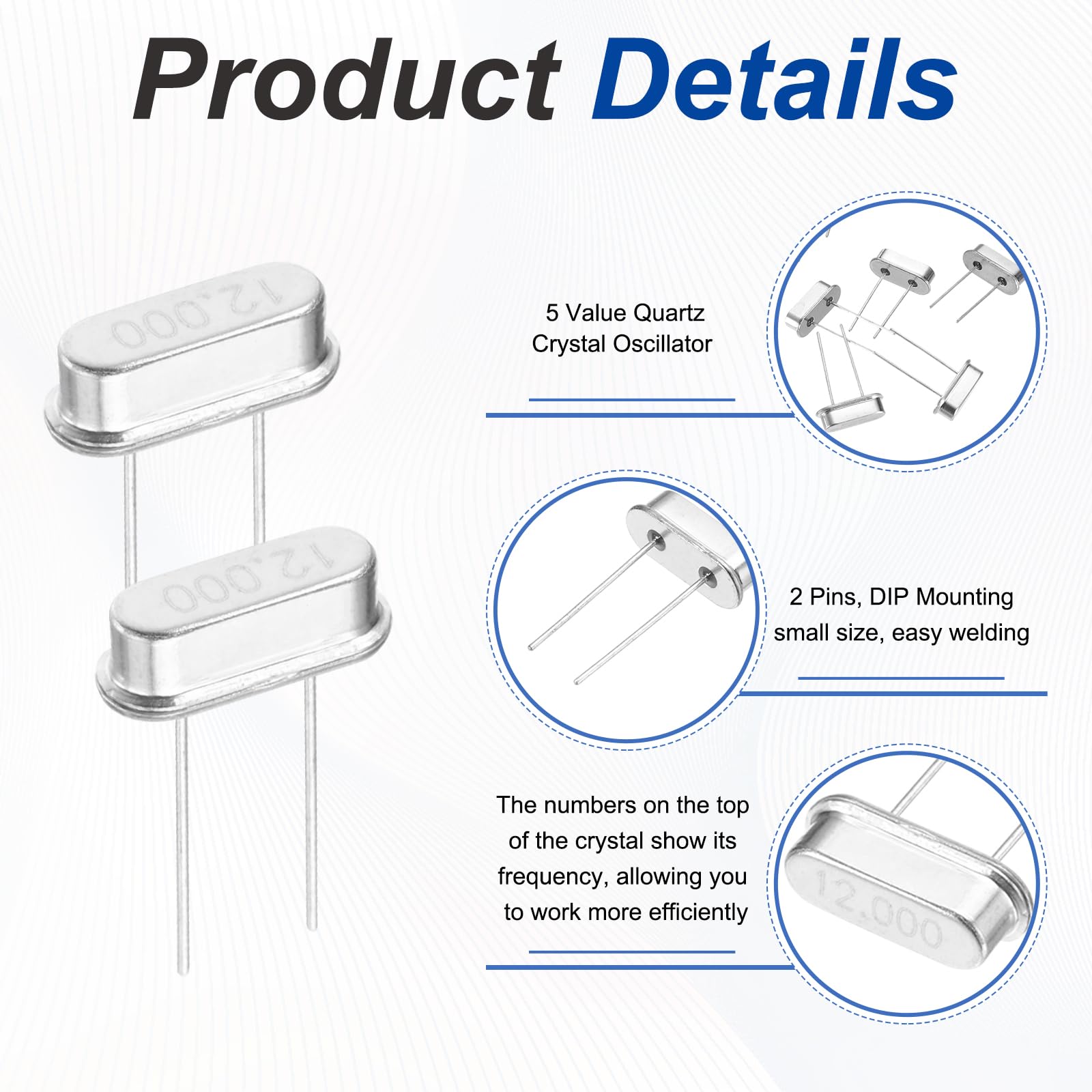 QUARKZMAN 50 Pcs Oscilador De Cristal De Cuarzo Kit De Surtido DIP 2 Pines 6MHz A 40MHz