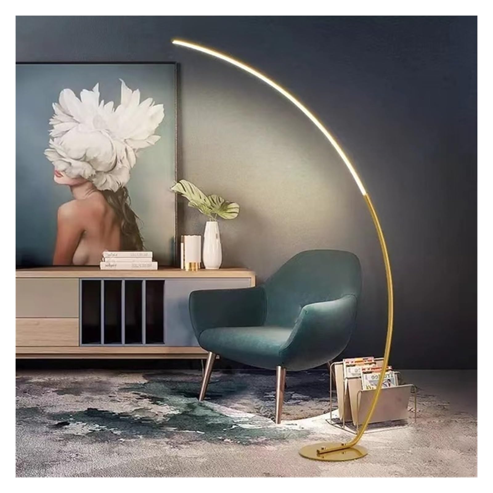 C Lampa Podłogowa Ściemnianie Zdalne Sterowanie Czarna Narożna LED Dekoracja Sypialni Do Salonu Stojąca Miękkie Wystarczające światło(Remote RGB CCT,White with Table)