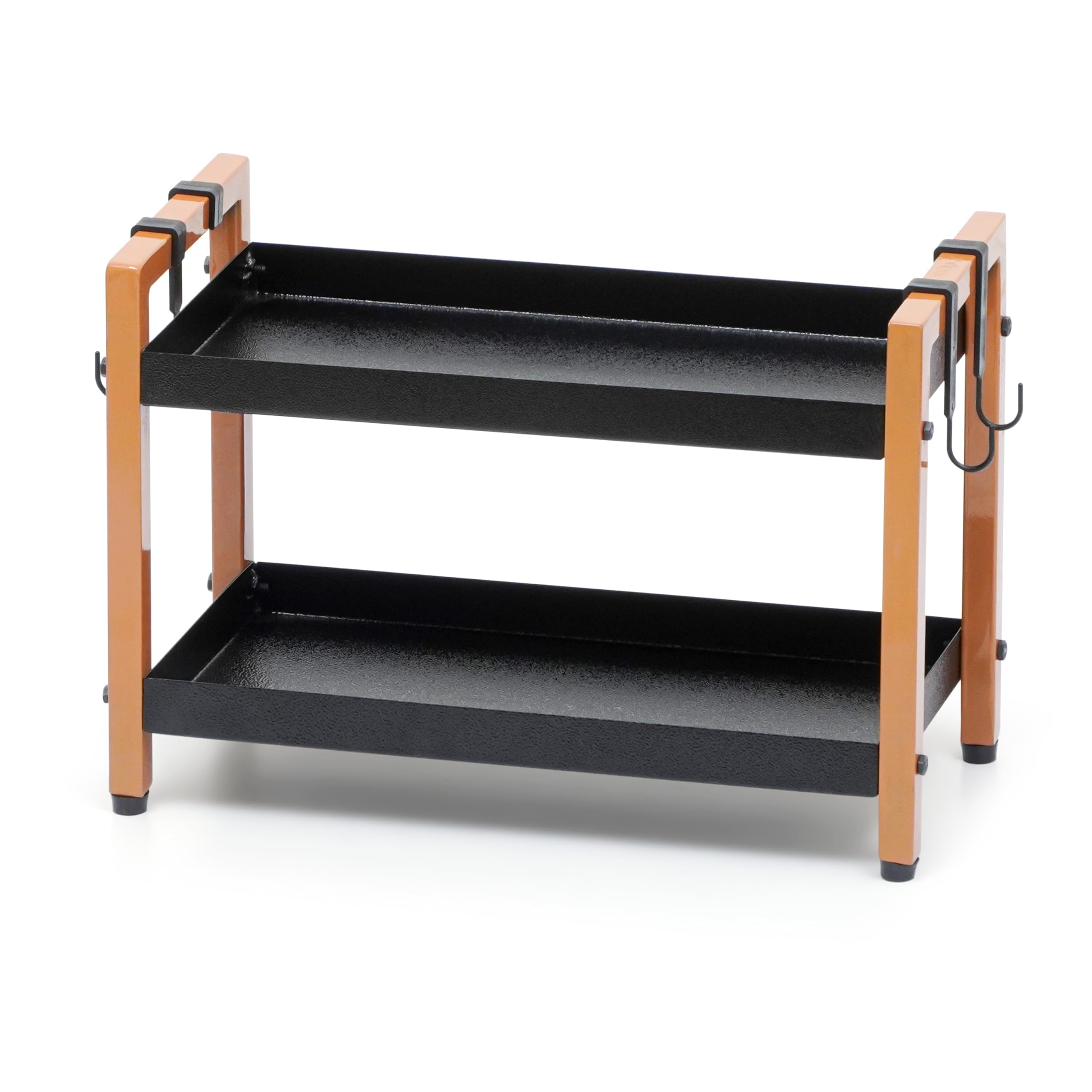 Livzing Metal 2 Tier Spice Rack for Kitchen Space Saving Countertop Storage Racks Cosmetics Organizer Kitchen Shelf Bathroom Organizer Stand Multipurpose Tiered Shelves With Plastic Hooks - Black (B0DCW2QM93) Amazon Price History, Amazon Price Tracker
